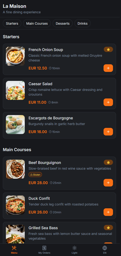 Menu browsing